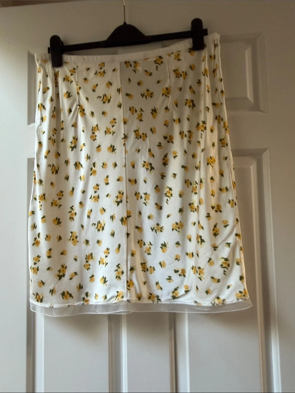 J. Crew White Mini Skirt with Yellow Floral Print